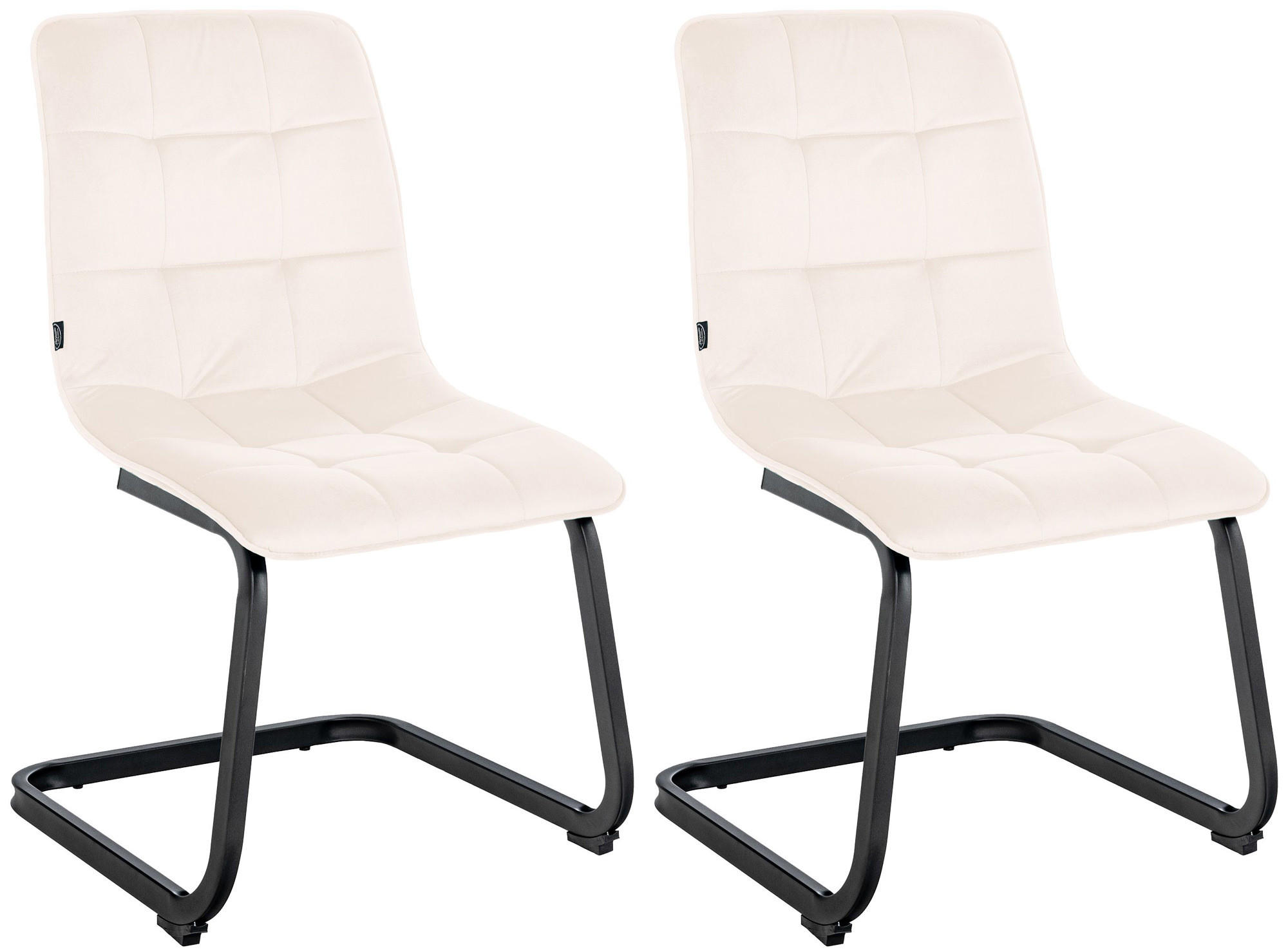 SCHWINGSTUHL 2er Set Samt creme - Creme/Schwarz, Textil/Metall (47/87/58cm) - CLP