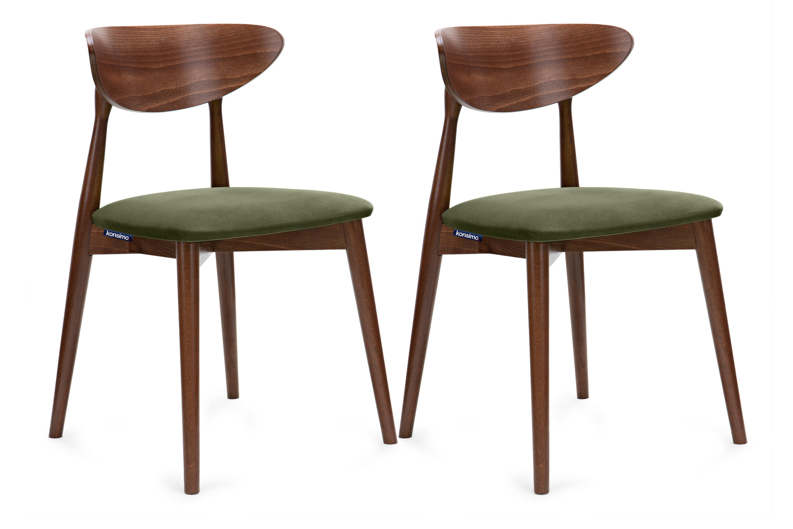 ESSZIMMERSTÜHLE RABI (2er-Set), grün / Nussbaum mittel - Haselnussfarben/Grün, Holz/Buchenholz (47/79/45cm) - KONSIMO®
