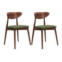 ESSZIMMERSTÜHLE RABI (2er-Set), grün / Nussbaum mittel - Haselnussfarben/Grün, Holz/Buchenholz (47/79/45cm) - KONSIMO®