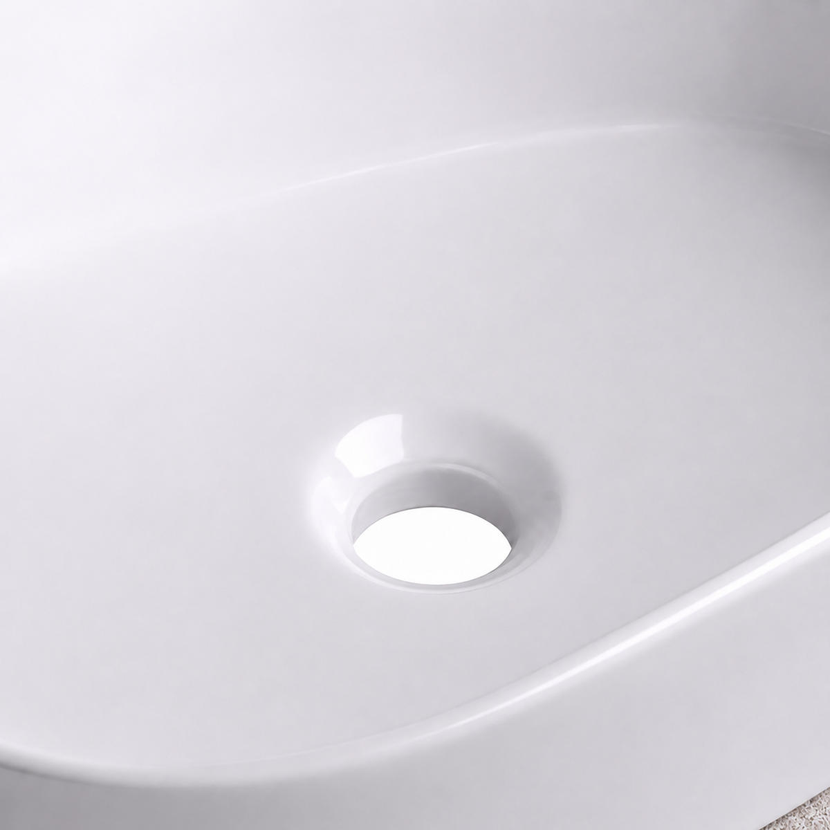 UMYVADLO Bílé keramické oválné bez otvoru pro baterii - bílá, keramika (55/14.5/34cm) - Relaxdays