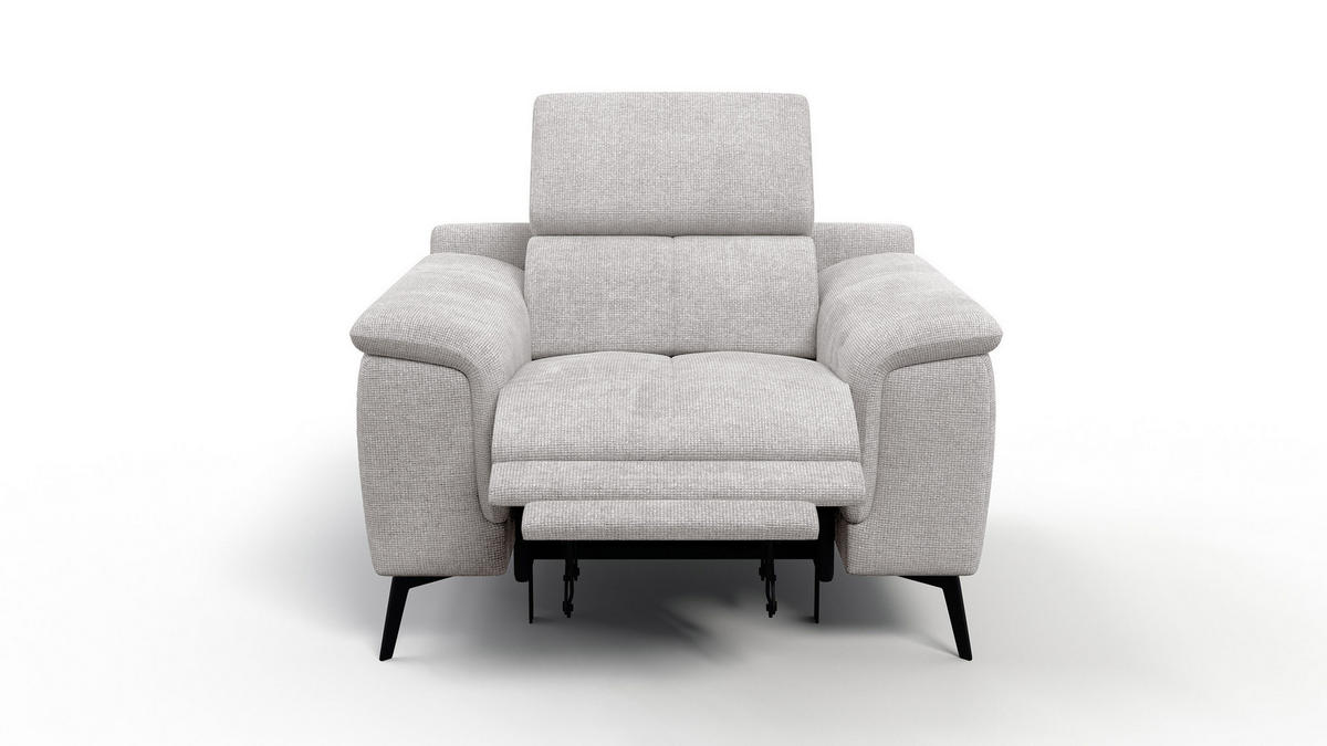 SESSEL FIERO mit Relaxfunktion, creme - Creme/Schwarz, Holzwerkstoff/Textil (114/82/103cm) - Courtois Laville