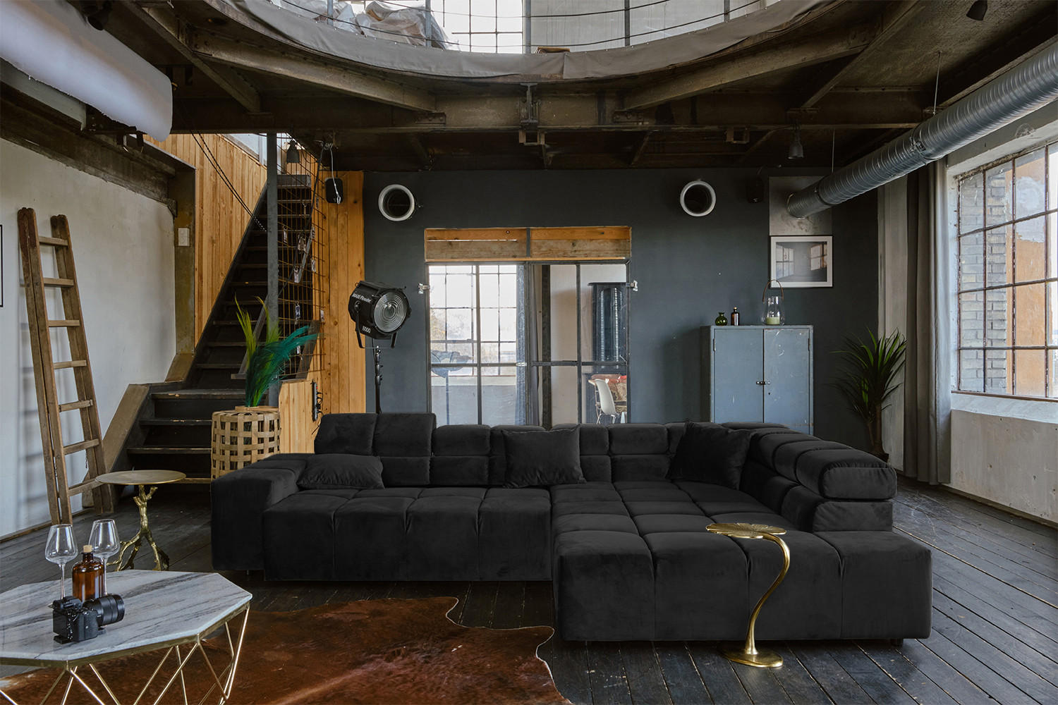 ECKSOFA MIT MOTORISCHEM SITZVORZUG NEVADA Schwarz Velvet - Schwarz, Textil (319/215cm) - KAWOLA