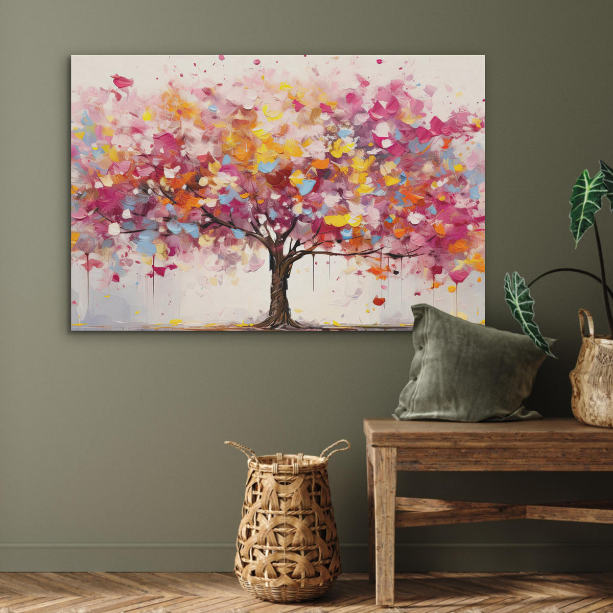 AKUSTIKPANEEL Aquarell - Baum - Kunst - Abstrakt 100x70 cm - Multicolor, Textil (100/0.9/70cm) - MuchoWow