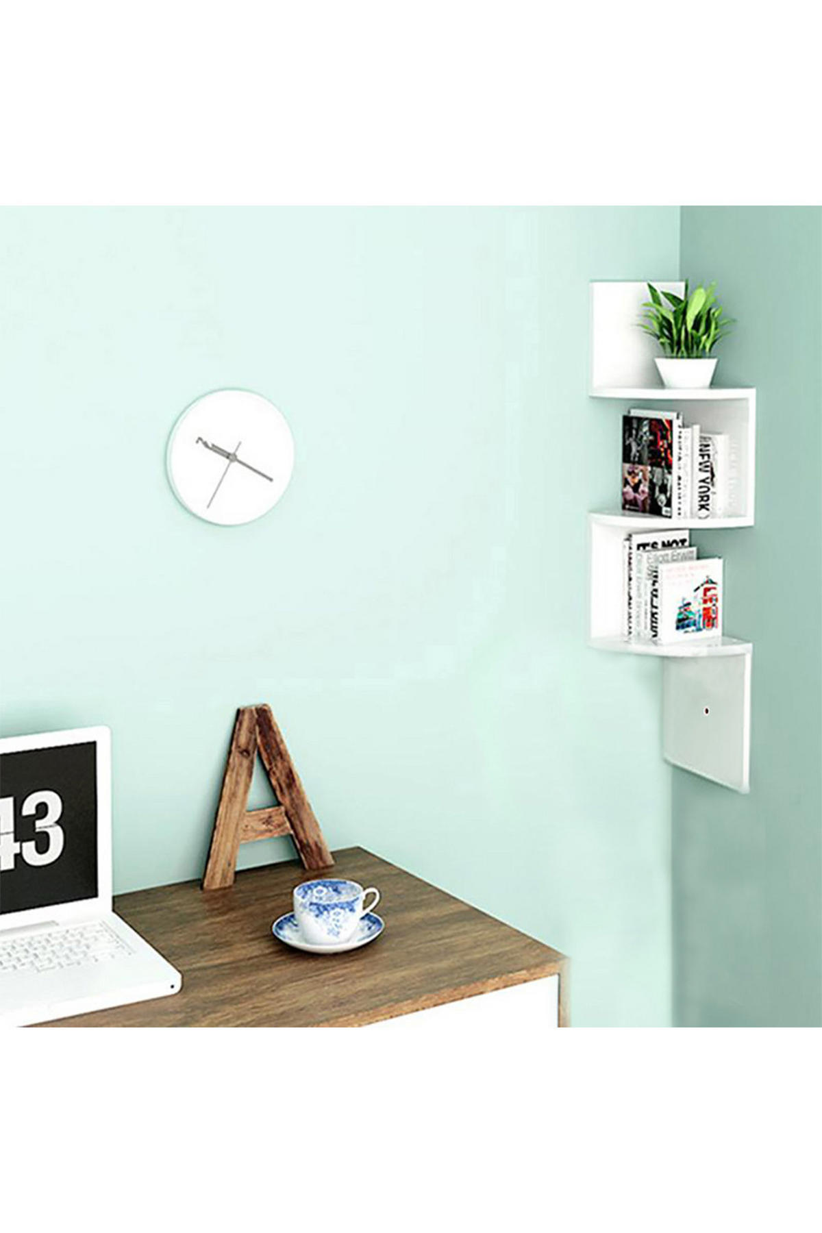 WANDREGAL 3-Stufig Wandmontage aus Holz in Weiß Modernes Design Einfache Montage Praktisch 19,5 x 19,5 x 81 cm - Weiß, Holzwerkstoff (19.5/81/19.5cm) - Livingandhome