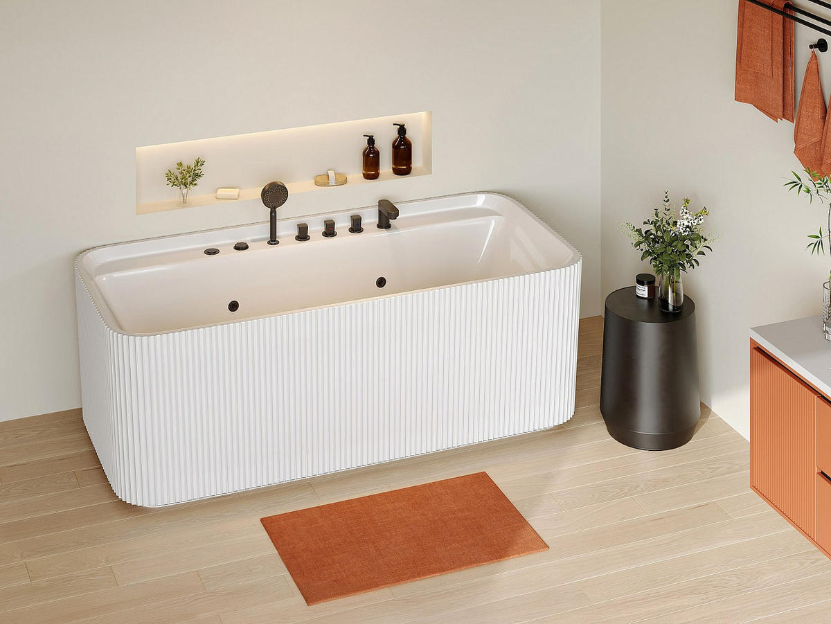 WHIRLPOOLBADEWANNE - 1 Person - acryl - weiß Sizora - Weiß, Kunststoff (170/58/80cm) - Vente-Unique