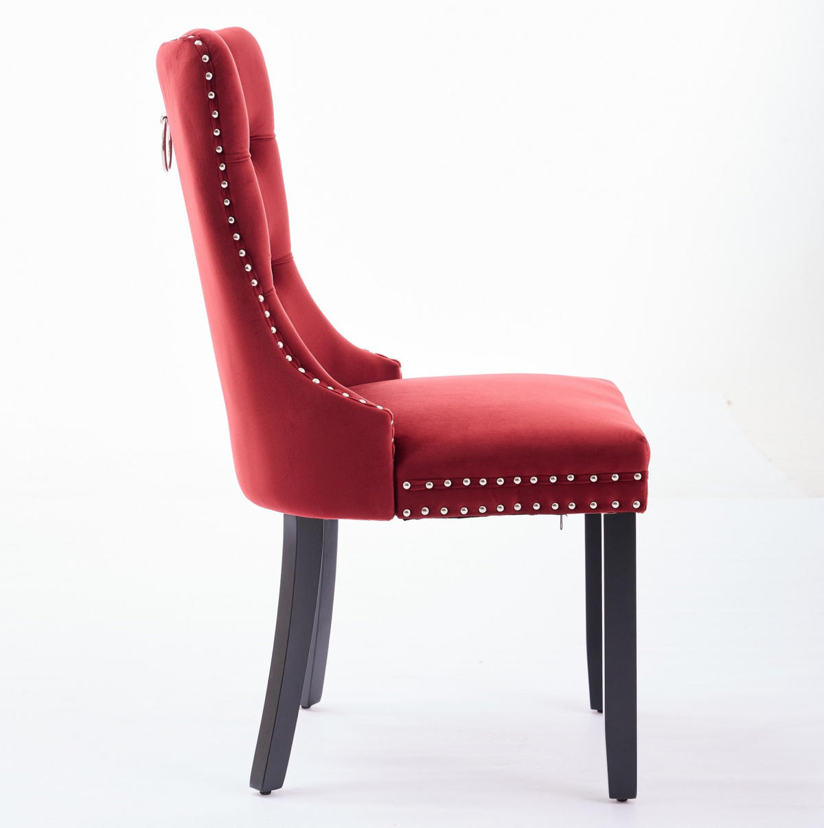 ESSZIMMERSTUHL mit hoher Rückenlehne 2er-Set Samt Wine Red - Rot, Metall (50/95/65cm) - Meubliv