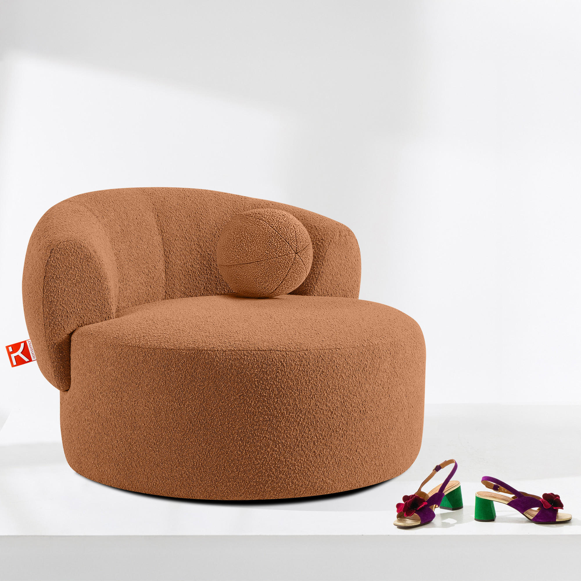 Thumbnail - Konsimo® Drehsessel, Rotbraun, Textil, 105x76x100 cm, Wohnzimmer, Sessel, Polstersessel