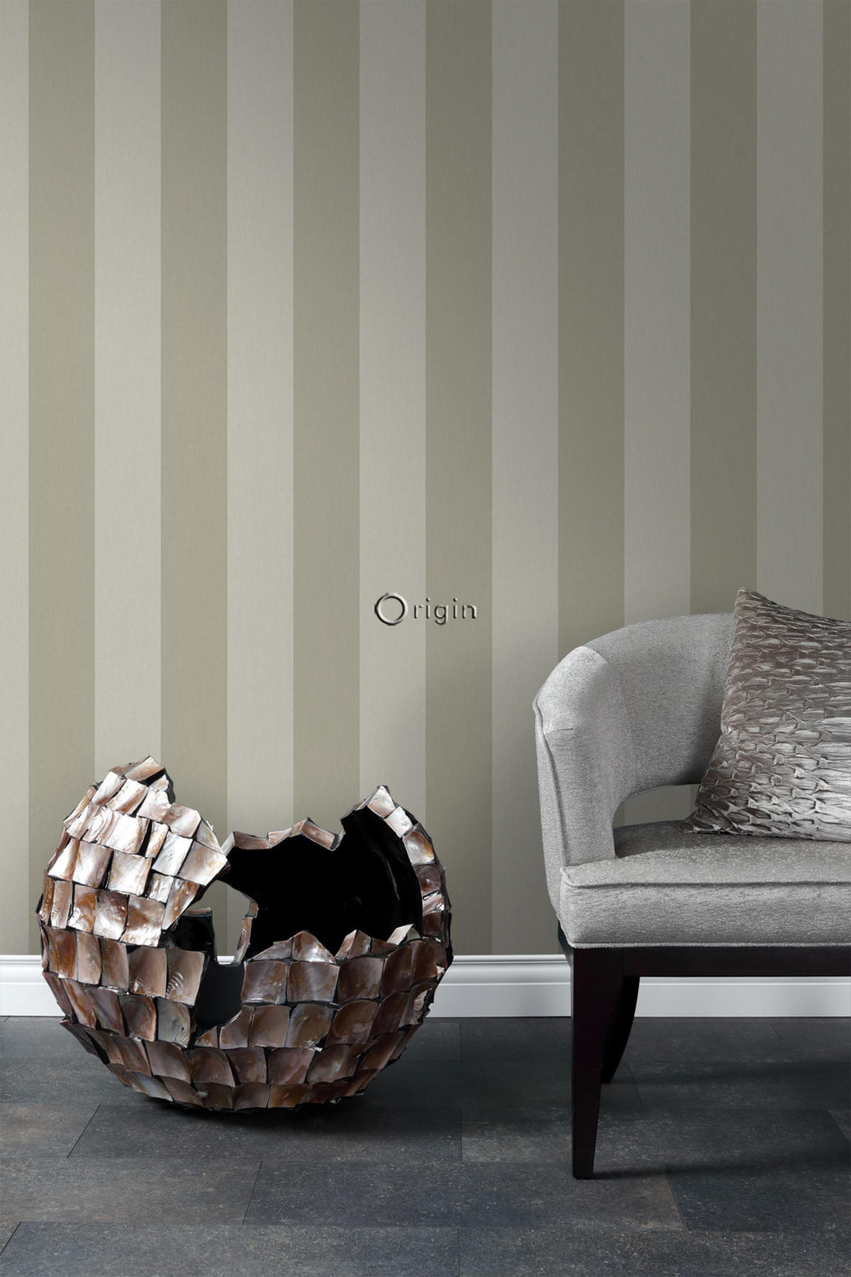 TAPETE Streifen 53 cm x 10.05 m - Braun, Papier (53/1000cm) - Origin Wallcoverings