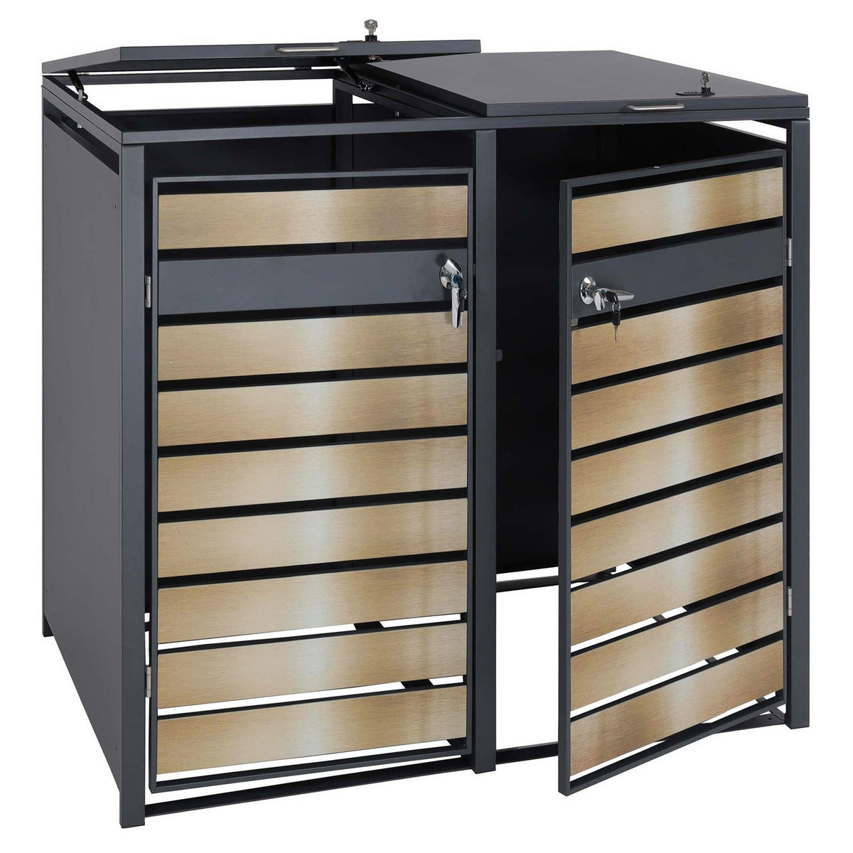 2ER-MÜLLTONNENVERKLEIDUNG Gold - Goldfarben, Metall (142/117/98cm) - MCW