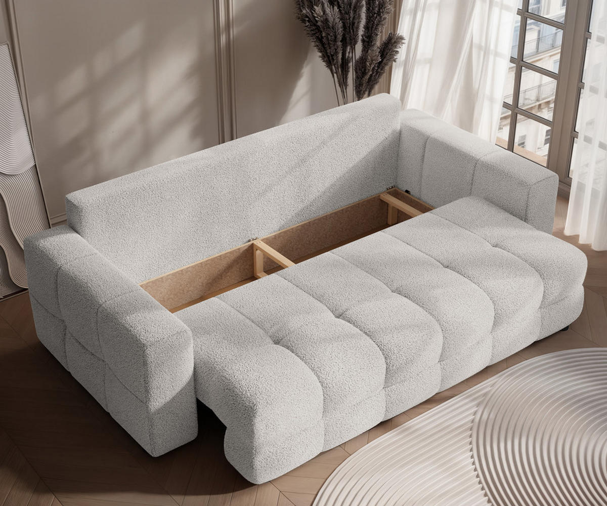 SCHLAFSOFA MOLLY mit Bettkasten, Stoff Weiß - Weiß, Textil (248/92/93cm) - Idohome