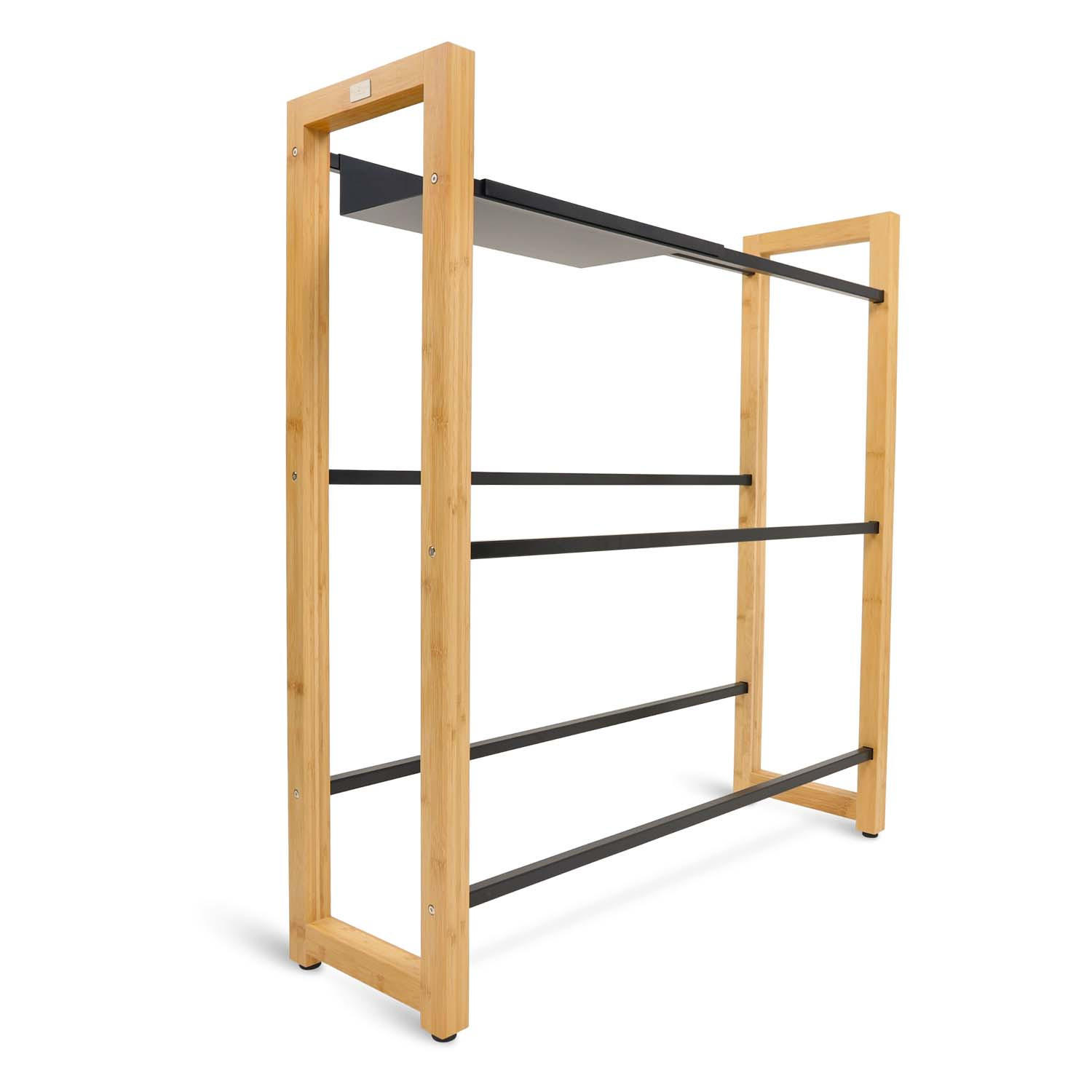 GETRÄNKEKISTENREGAL inkl. Ablage - Bambus / Schwarz - 6 Kisten - Naturfarben, Holz (106/112/32cm) - holz4home