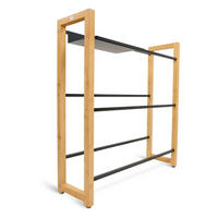 GETRÄNKEKISTENREGAL inkl. Ablage - Bambus / Schwarz - 6 Kisten - Naturfarben, Holz (106/112/32cm) - holz4home