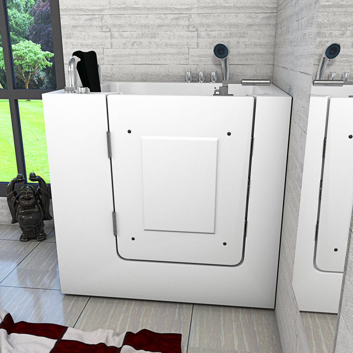 SITZWANNE Whirlpool mit Tür S02WP-TH-C-L - Weiß, Glas/Kunststoff (100/113/78cm) - AcquaVapore by Sandra Jentho