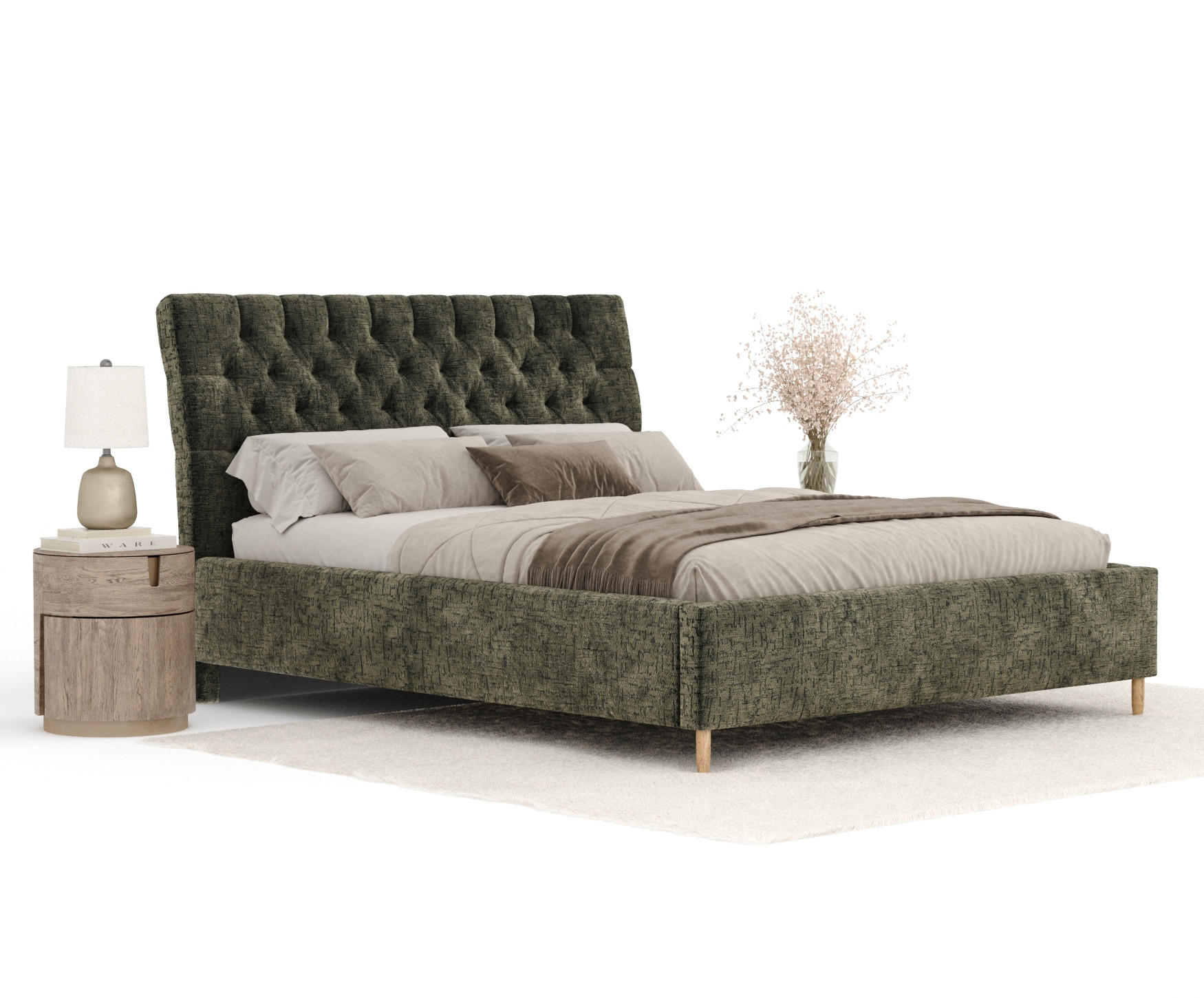 Thumbnail - Maison de Reve Polsterbett, Olivgrün, Textil, Buche, Kiefer, 180x200 cm, Oeko-Tex® Standard 100, FSC 100%, Made in EU, S...