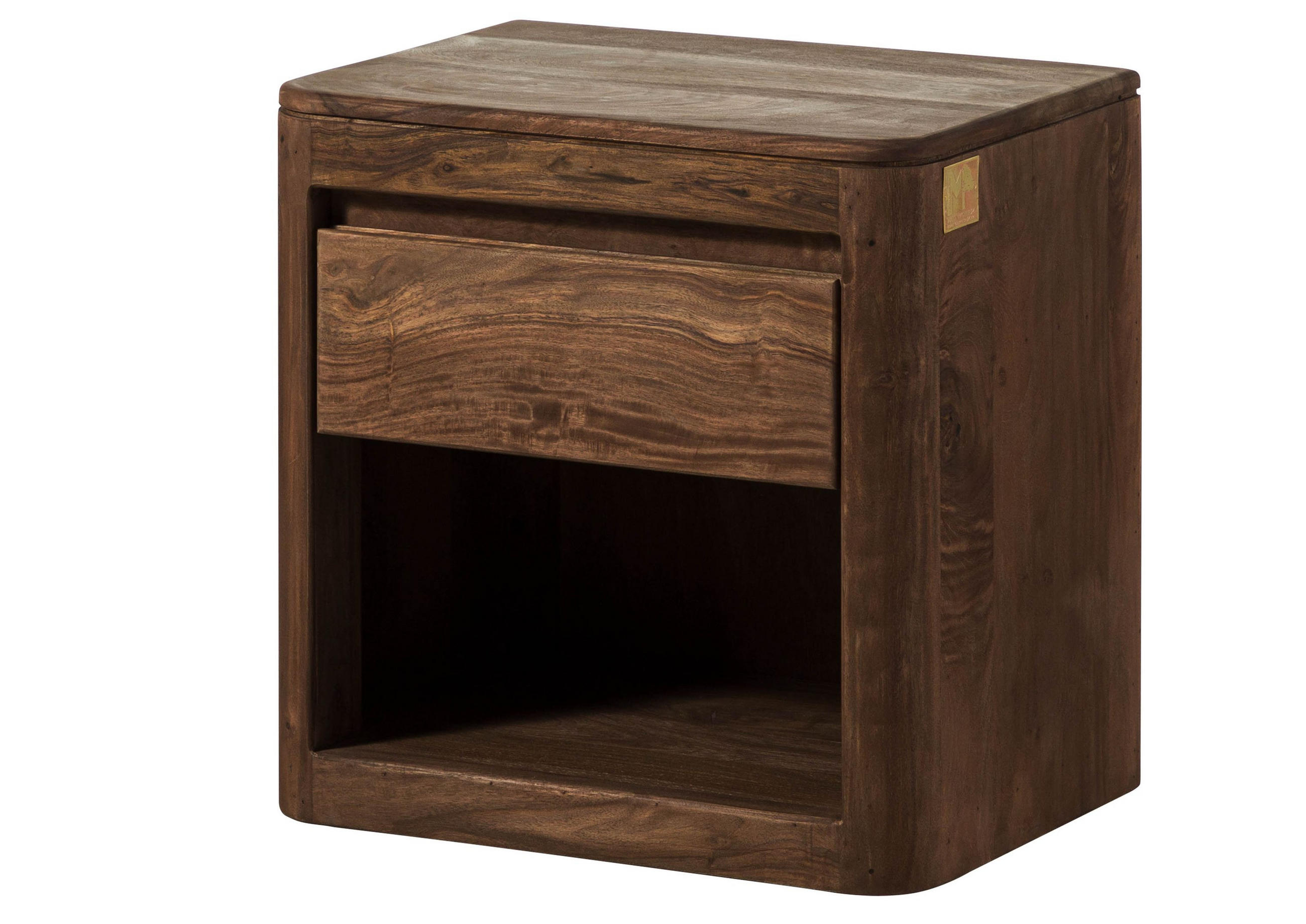 NACHTTISCH Sheesham 50x35x50 rot-braun gebeizt TORONTO #164 - Dunkelbraun, Holz (50/50/35cm) - Massivmoebel24
