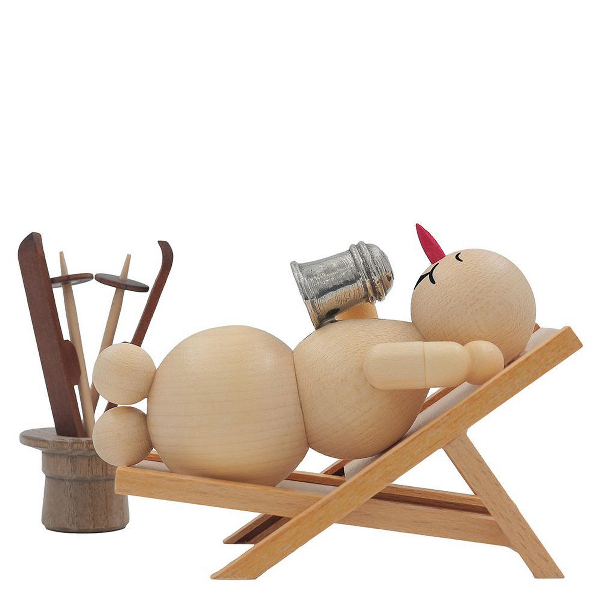 HOLZFIGUR Schneemann im Liegestuhl 5 cm - Multicolor, Holz (9/1/0.1cm)