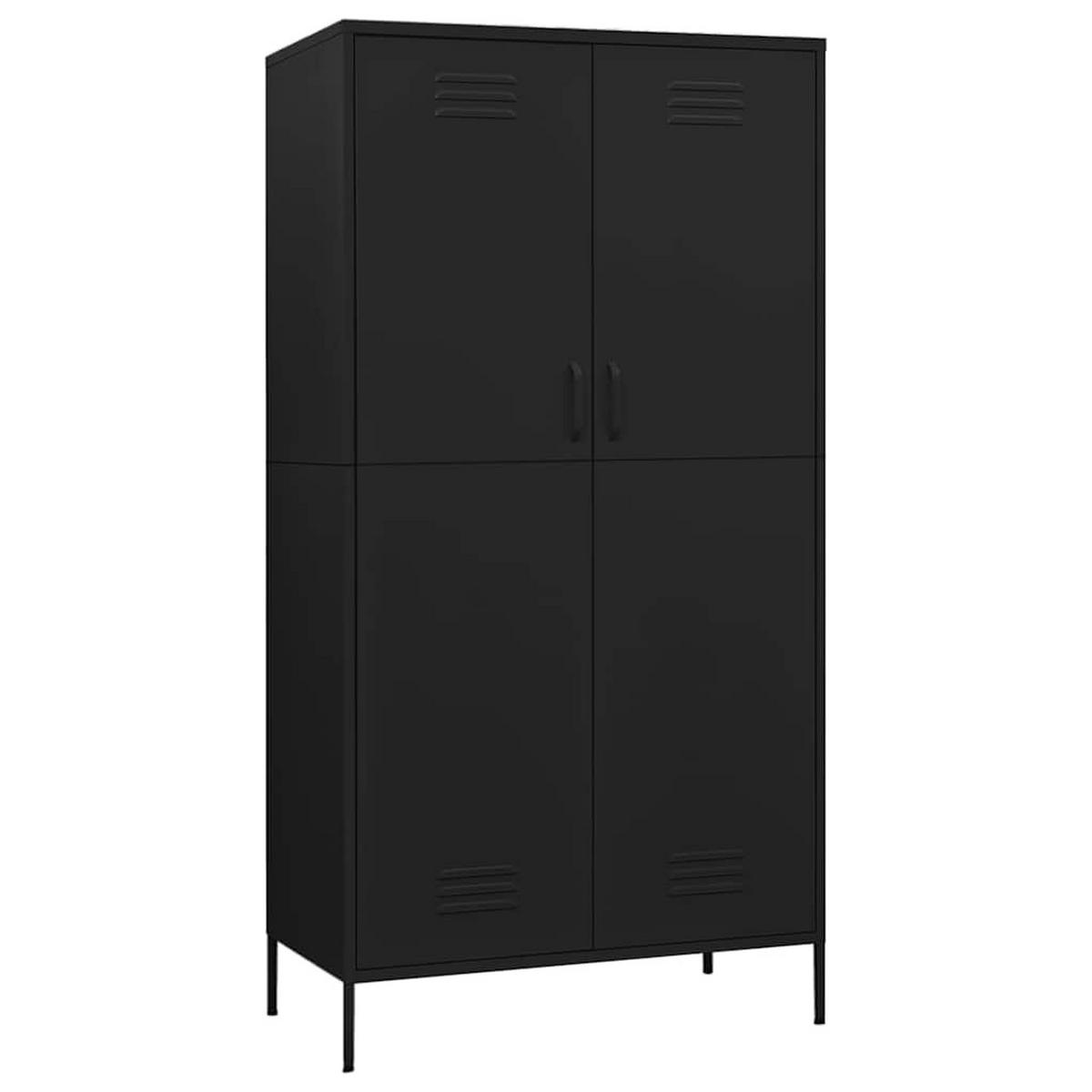 KLEIDERSCHRANK 2-Türig mit 4 verstellbaren Fächern 90/50/180 cm aus Stahl Schwarz - Schwarz, Holz/Metall (90/180/50cm) - vidaXL