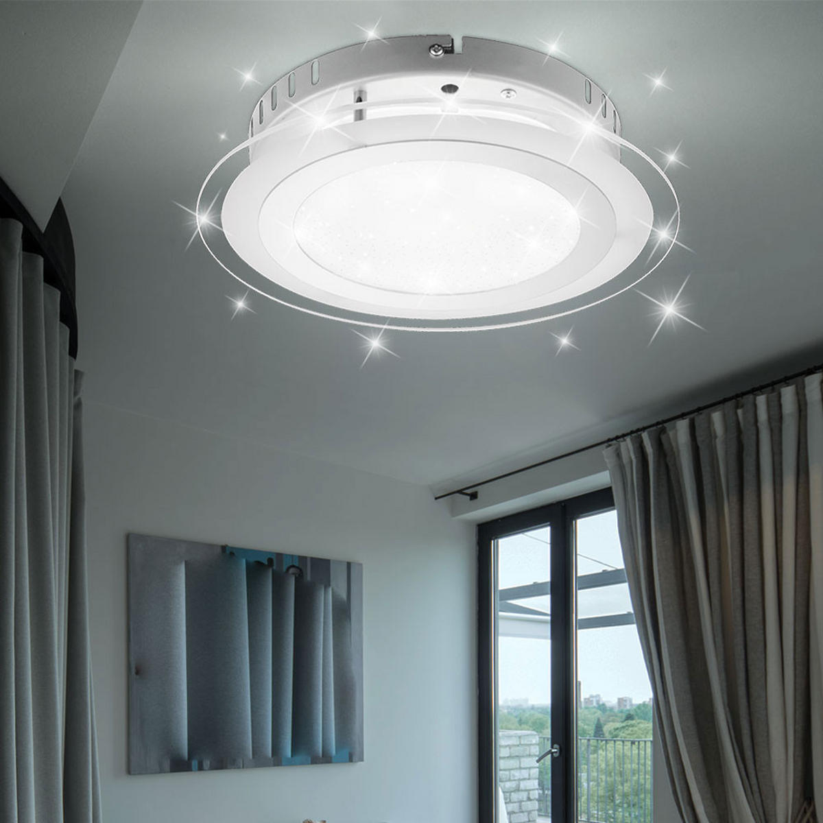 LED DECKENLEUCHTE Karanta Silber - Silberfarben, Glas (27/27/6.5cm) - Globo Lighting