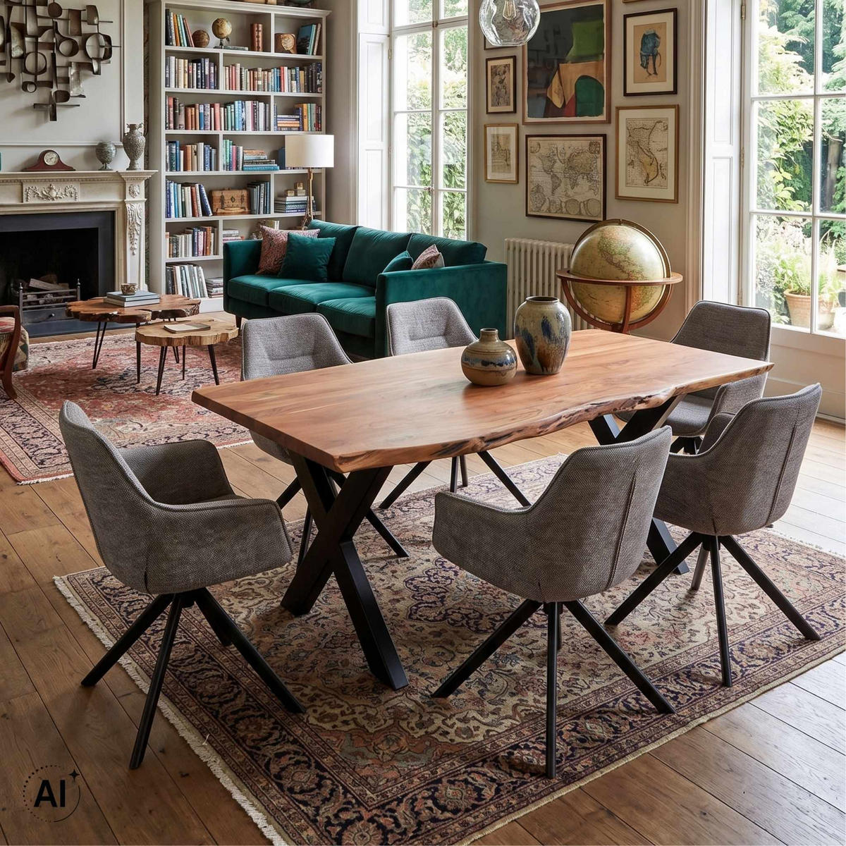 ESSZIMMER-SET San Carlo und Catania - Hellgrau/Schwarz, Holz/Textil (100/76/200cm) - Mr. Deko