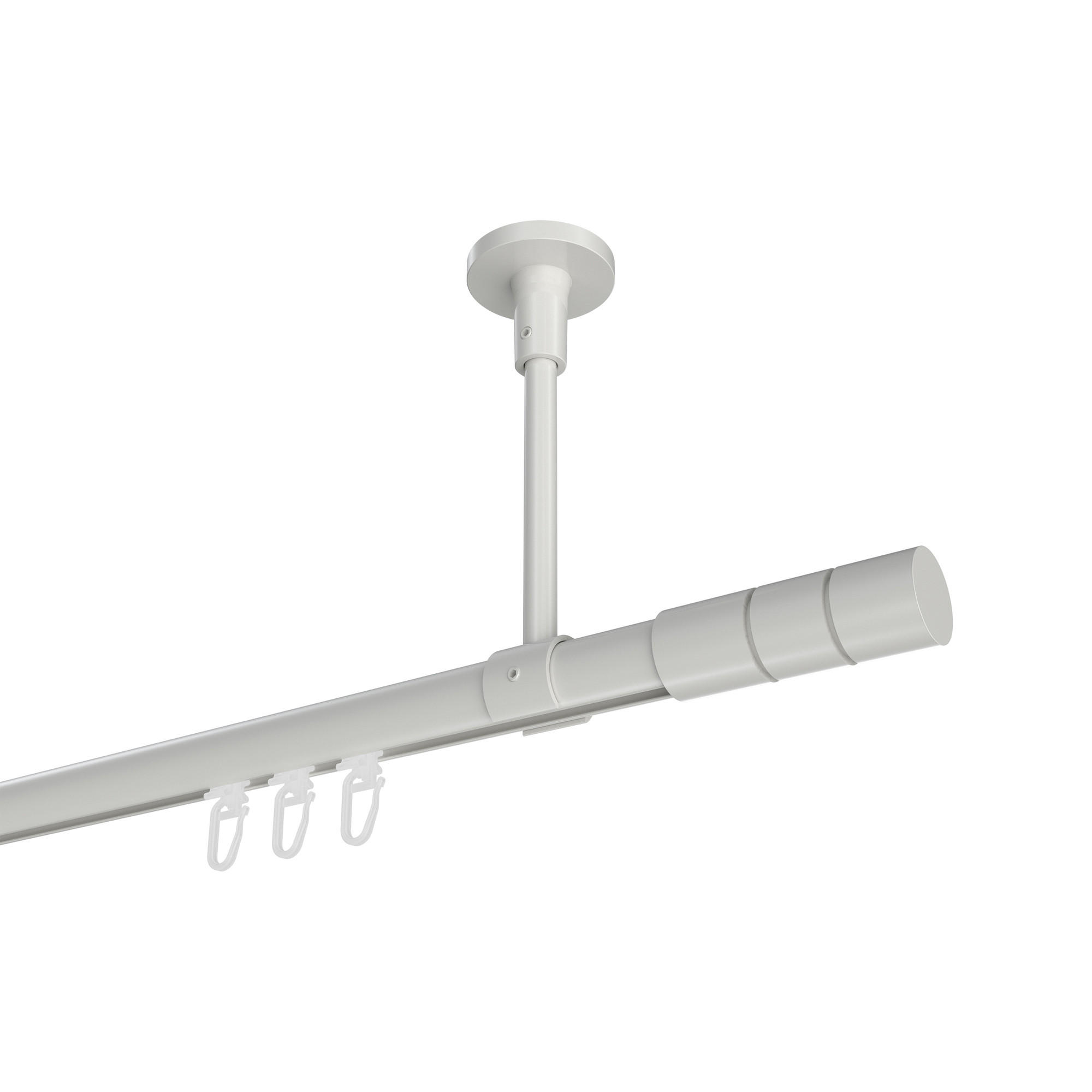 INNENLAUF-GARDINENSTANGEN-SET Sonette Elanto 280 cm (geteilt in 2 x 140 cm), 1-läufig, 20 mm Ø Weiß - Weiß, Metall (280cm) - INTERDECO