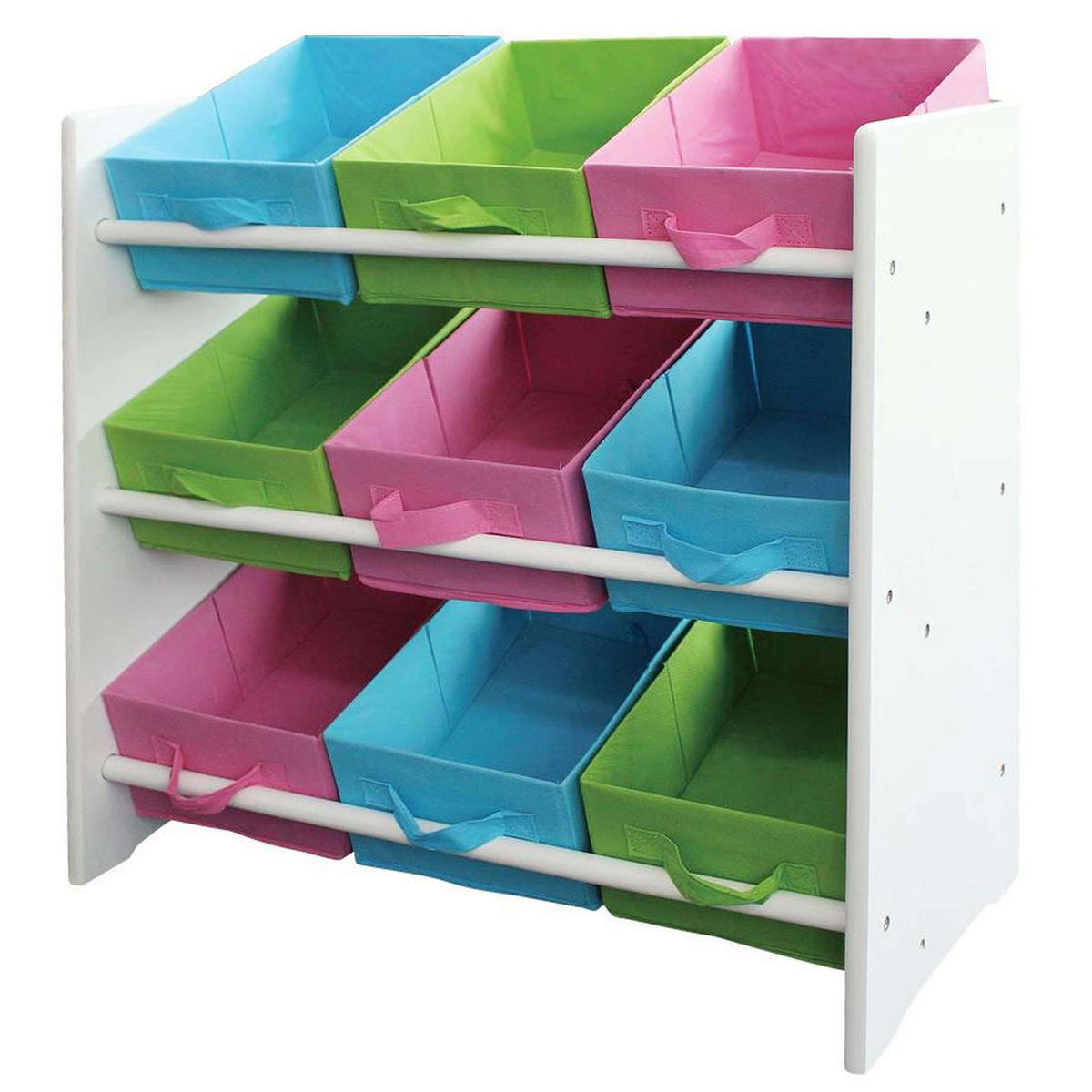 KINDERREGAL HOLZ MIT BOXEN Weiß, Blau, Rot, Grün - Blau/Rot, Holz (66/70/30cm) - MCW