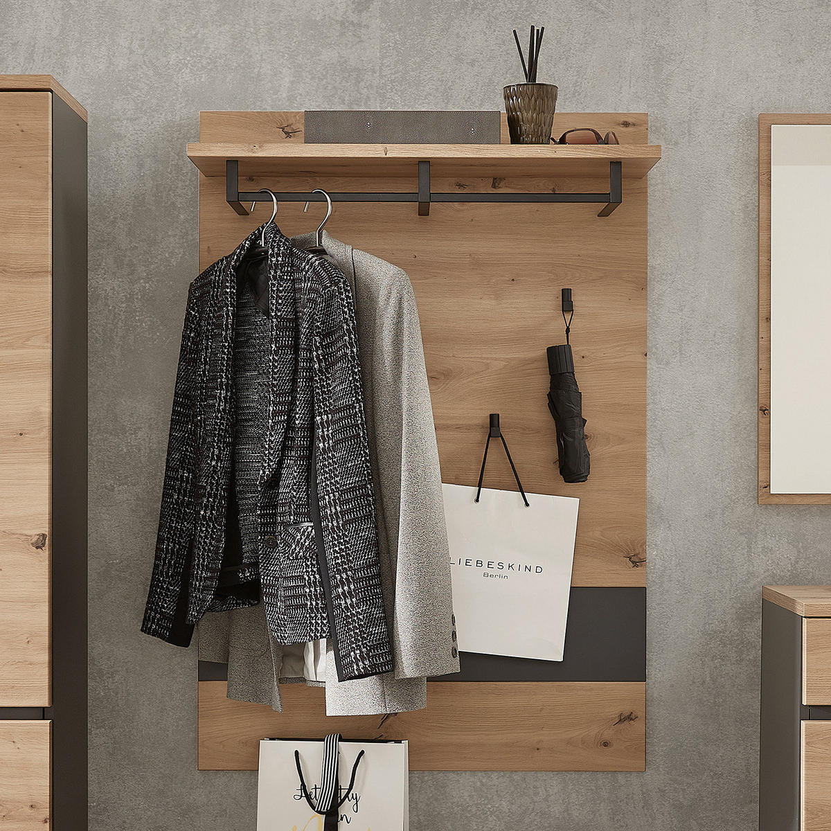 GARDEROBENPANEEL Breite 80 cm - Eiche Artisan Dekor - Eiche Artisan, Holzwerkstoff/Metall (80/118/30cm) - home24