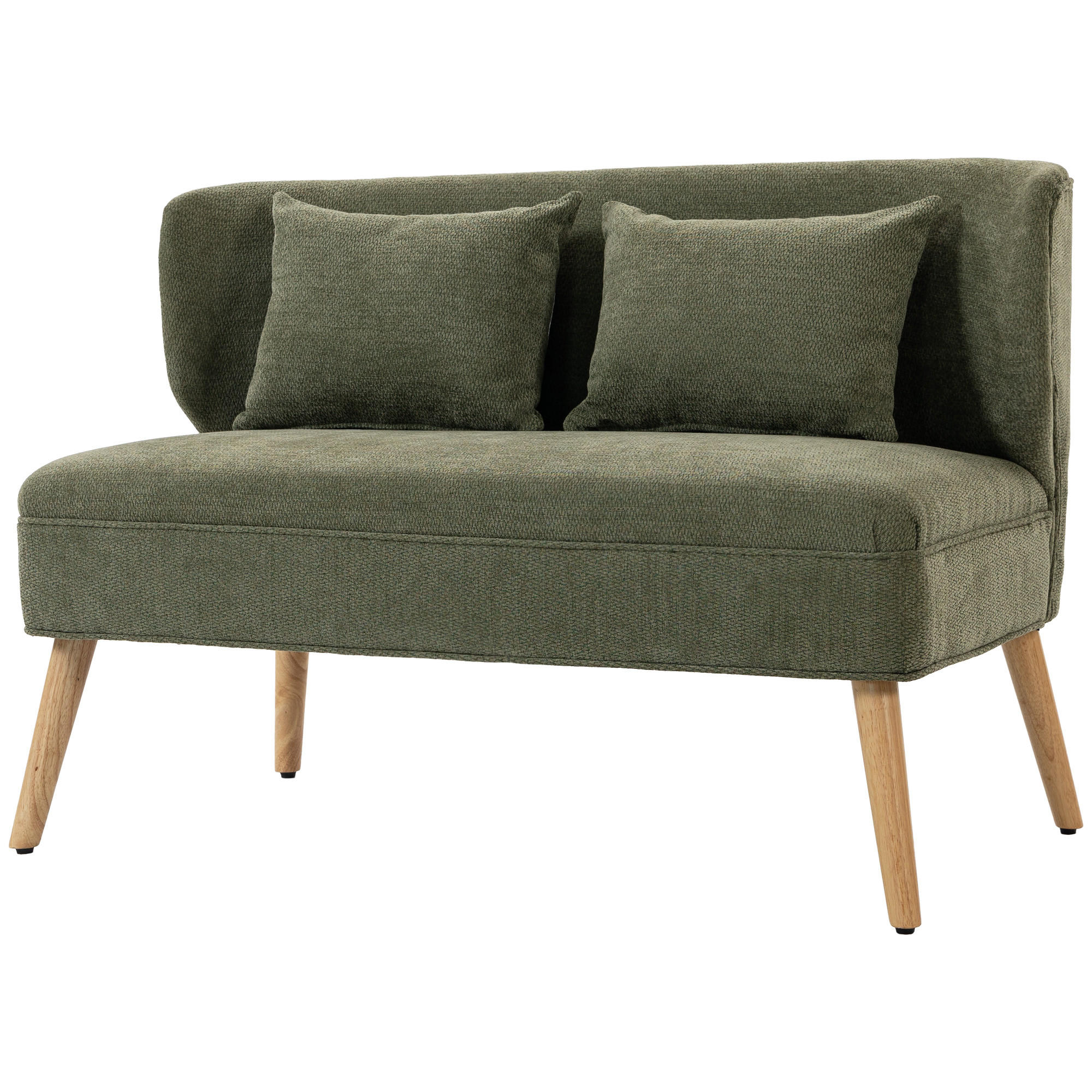 2-SITZER-SOFA Chenille Gummibaumholz Dunkelgrün - Dunkelgrün/Naturfarben, Holz/Holzwerkstoff (65/78.5/117cm) - HOMCOM