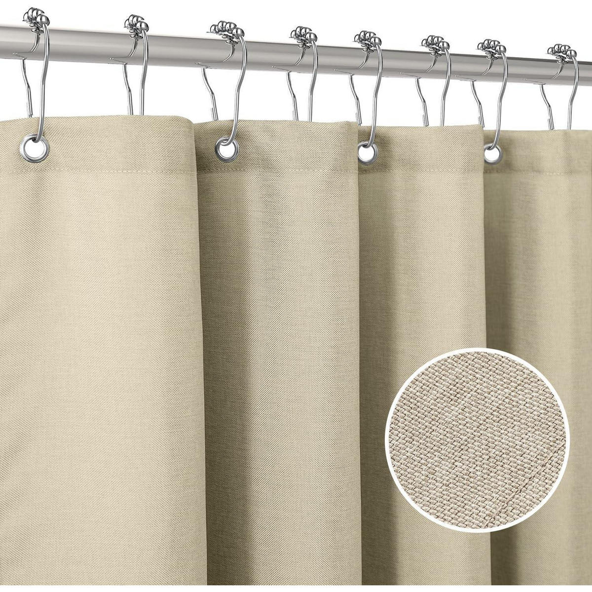 DUSCHVORHANG Leinen Taupe 152 x 182 cm - Beige, Textil (152/182cm)