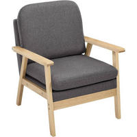 SESSEL Einzelsofa, aus Leinen Massivholz, Dunkelgrau - Eukalyptusholzfarben/Dunkelgrau, Holz/Textil (64/81.5/66.5cm) - Woltu