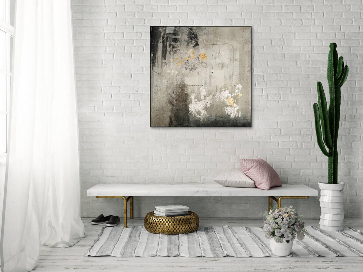 ÖLGEMÄLDE 80/80 cm - Grau, Holz/Textil (80/80cm) - KUNSTLOFT