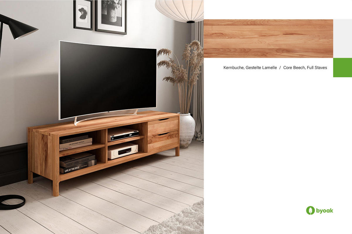 TV-SCHRANK PAUL Kernbuche - Kernbuche, Holz (160/48/50cm) - byoak