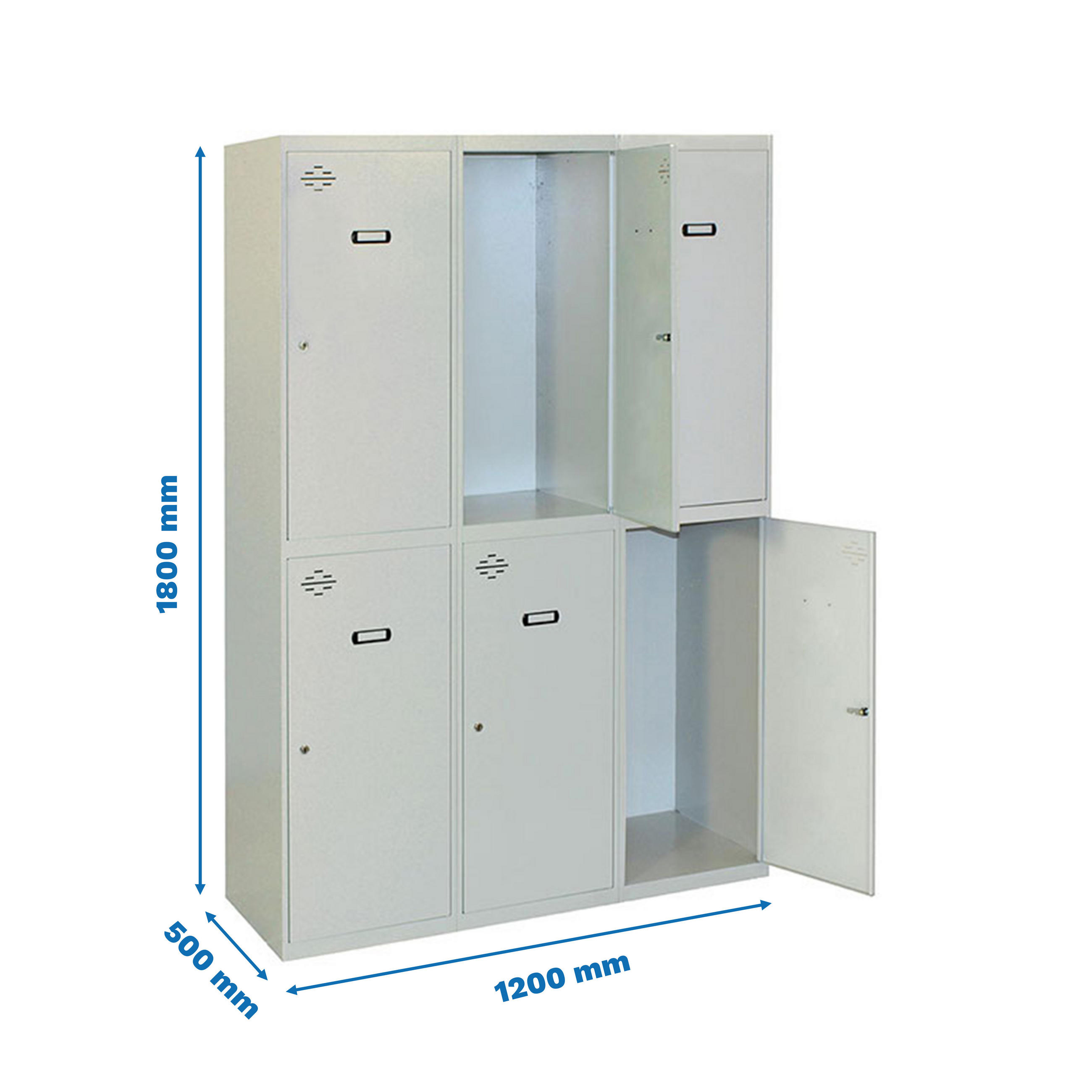 SPIND Amego 6 Abteile HxBxT 180 x 120 x 50 cm Abteilbreite 40 cm - Hellgrau, Metall (120/180/50cm) - PROREGAL