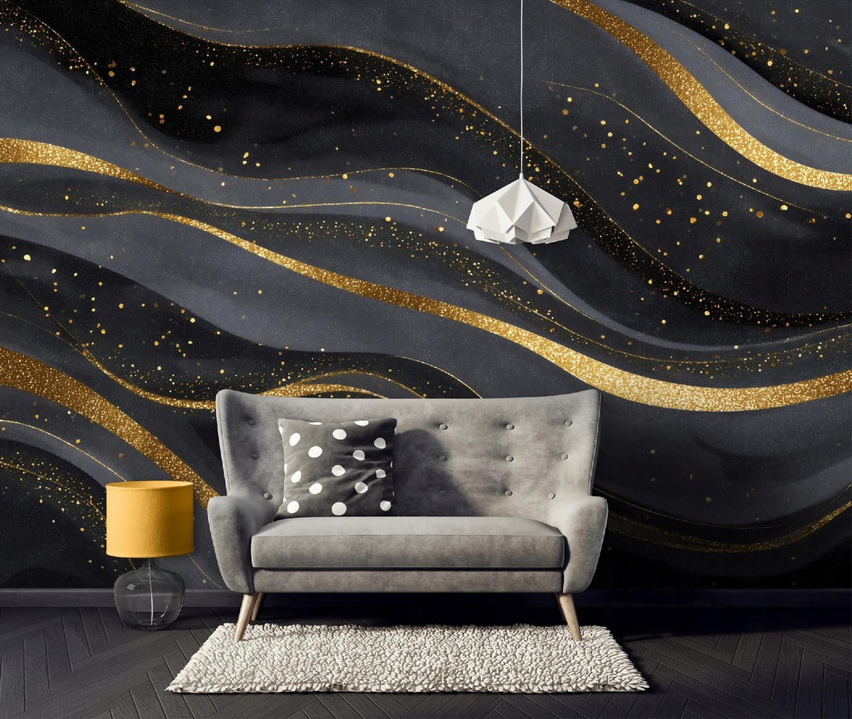 FOTOTAPETE Marmor Abstrakt Schwarz 250x175 cm - Multicolor, Papier (250/175cm) - Wallarena