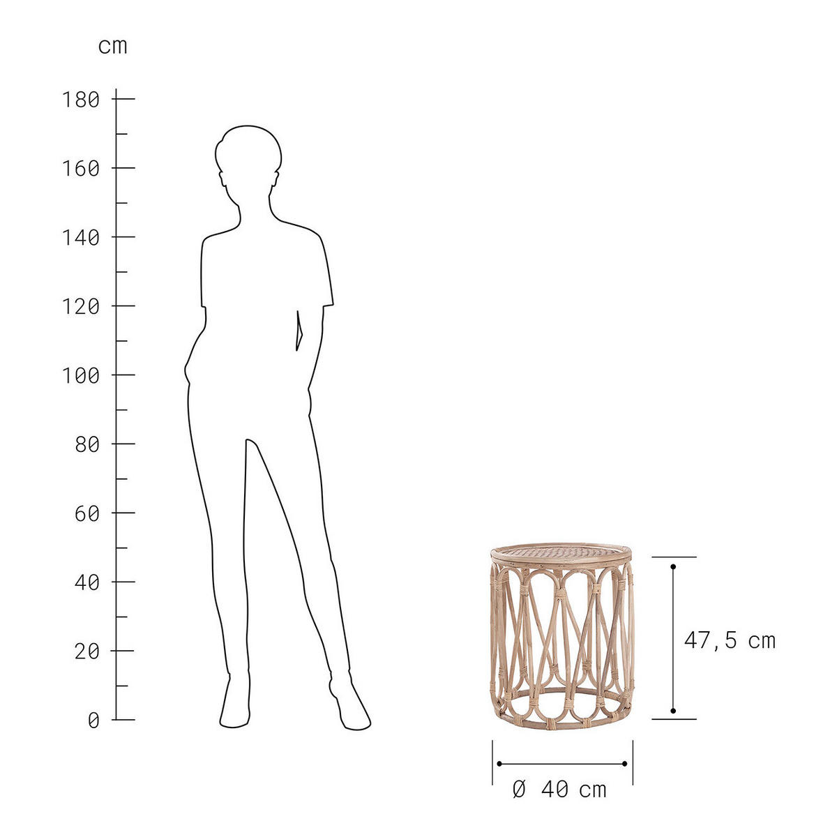 BEISTELLTISCH Lombok - Braun, Holz (40/40/48cm) - Butlers