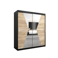 SCHWEBETÜRENSCHRANK 200/180/62 2-türig - Silberfarben/Schwarz, Holz/Kunststoff (180/200/62cm) - Abiks Möbel