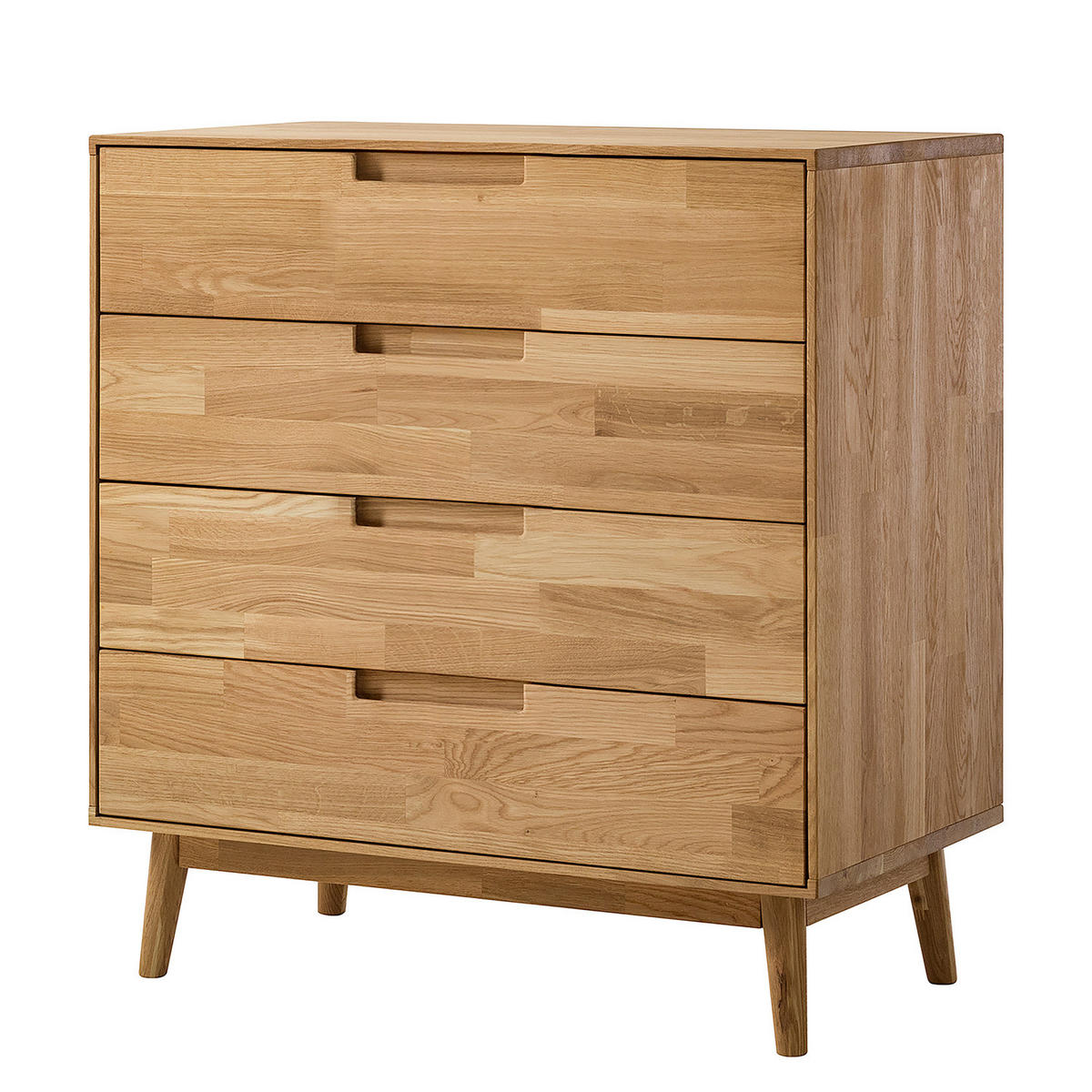 KOMMODE - Eiche massiv - Eiche - Eichefarben, Holz (80/90/40cm) - home24