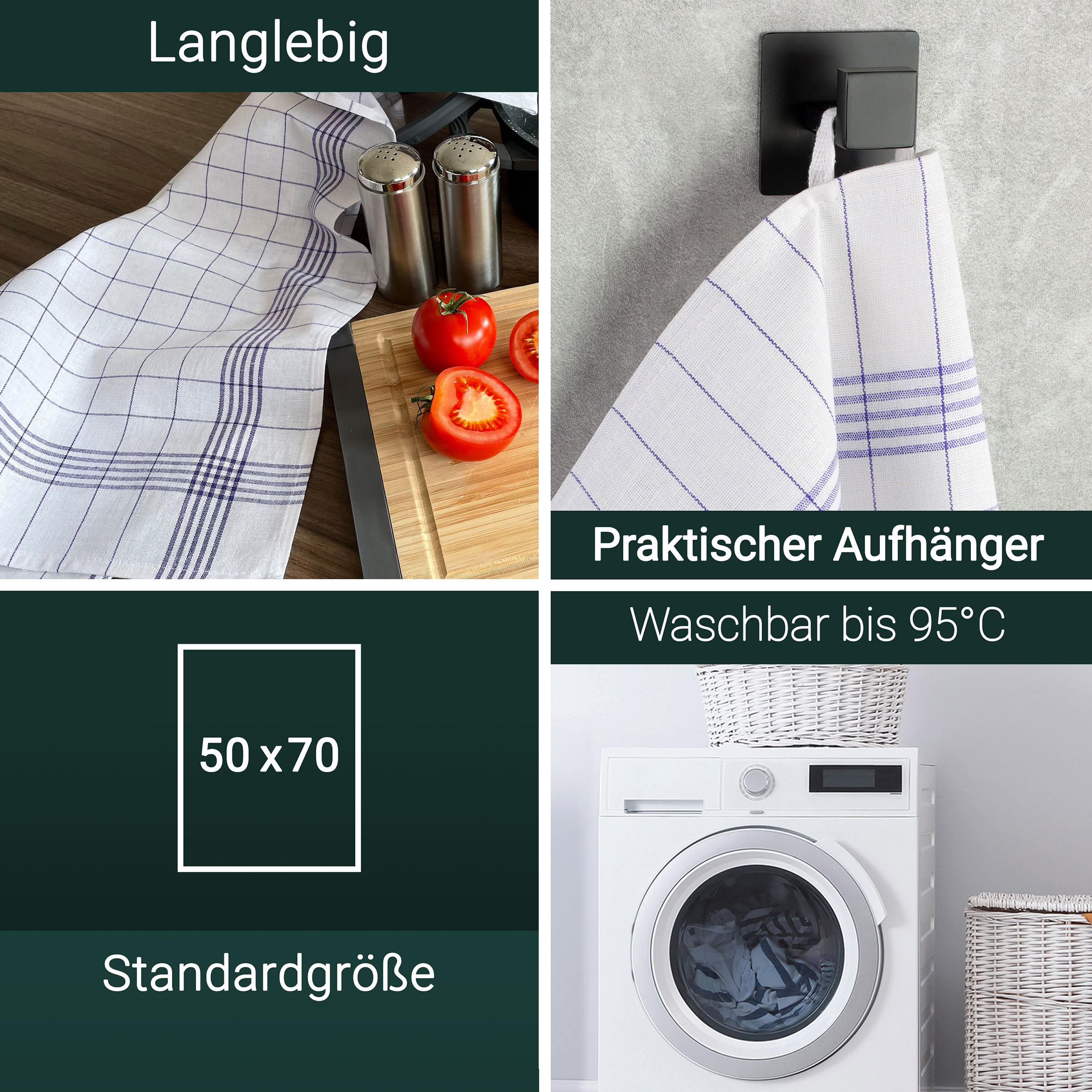 GESCHIRRTÜCHER, 12er-Set, 50x70 cm, 50% Baumwolle, 50% Leinen, Blau - Blau, Textil (50/70cm) - Zollner