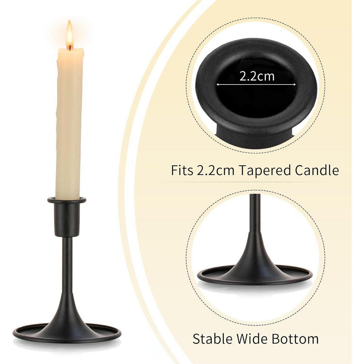 KERZENSTÄNDER 2er Set Metall Schwarz 12.5 cm - Schwarz, Metall (5/5/10cm)