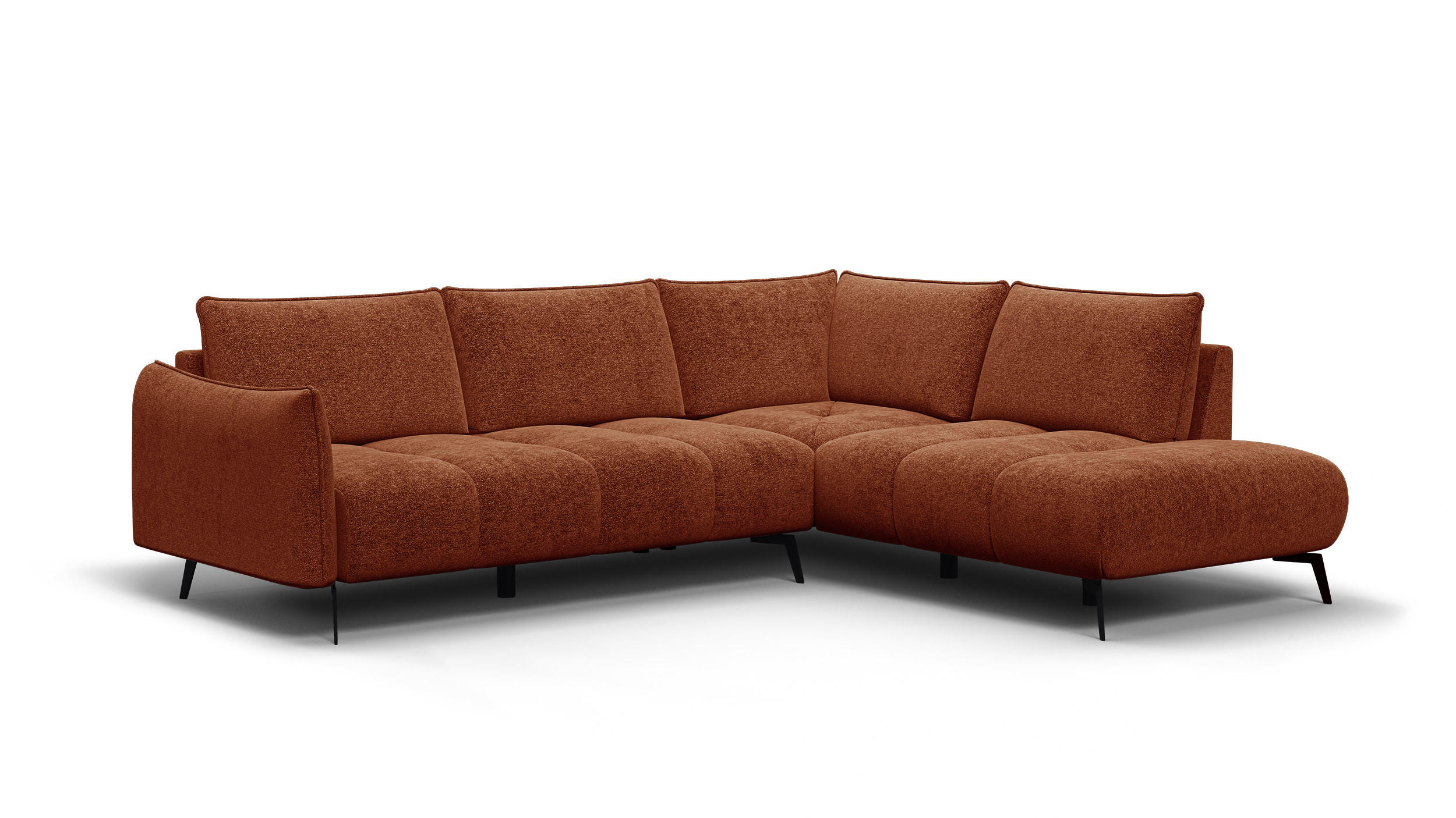 ECKSOFA AERA 5-Sitzer rechts, orange - Schwarz/Orange, Holz/Textil (268/206cm) - Courtois Laville