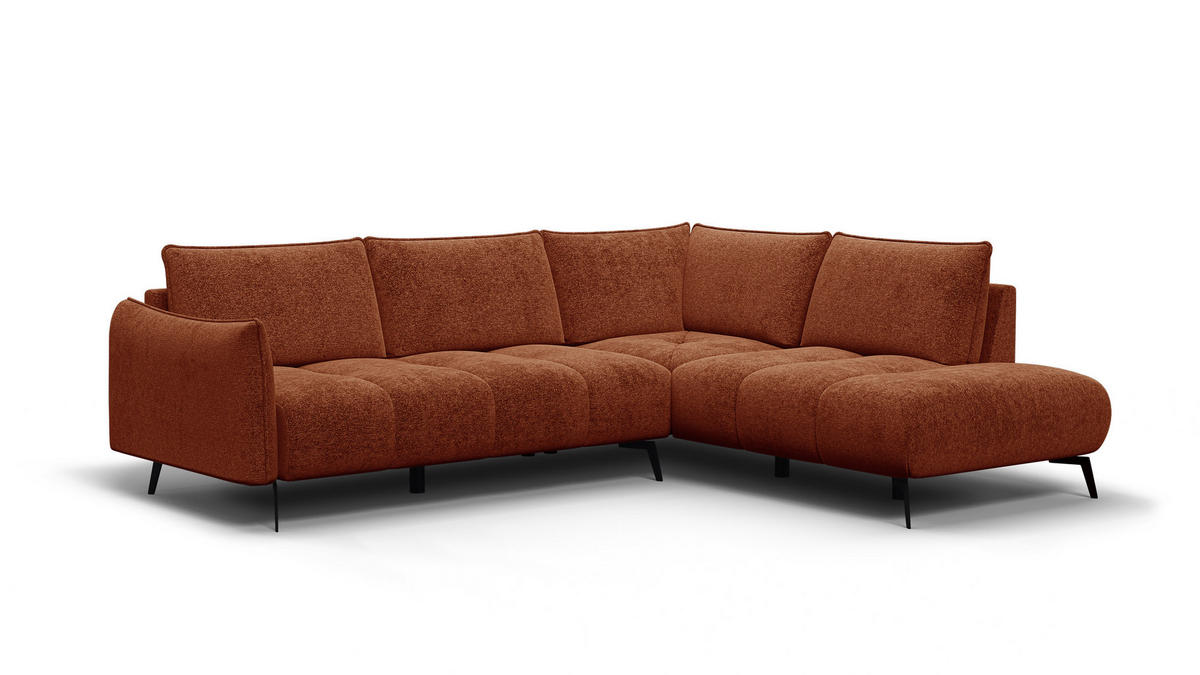 ECKSOFA AERA 5-Sitzer rechts, orange - Schwarz/Orange, Holz/Textil (268/206cm) - Courtois Laville