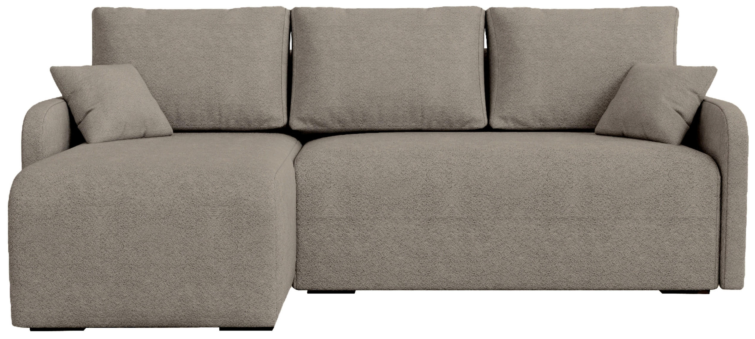 ECKSOFA Malen mit Schlaffunktion Braun Bouclé - Greige, Textil (215/141cm) - Bromarkt