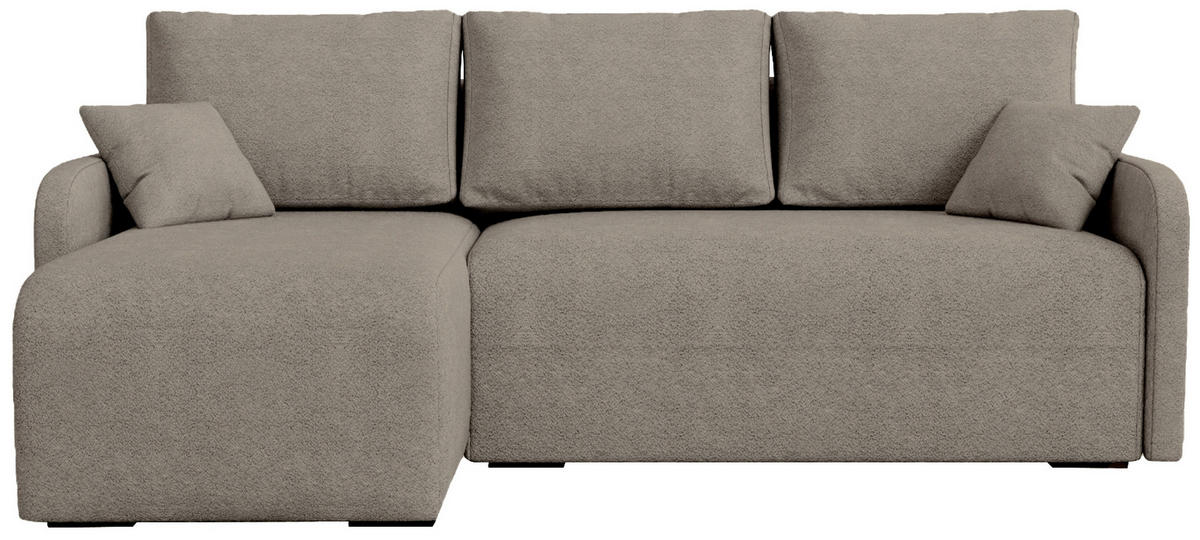ECKSOFA Malen mit Schlaffunktion Braun Bouclé - Greige, Textil (215/141cm) - Bromarkt