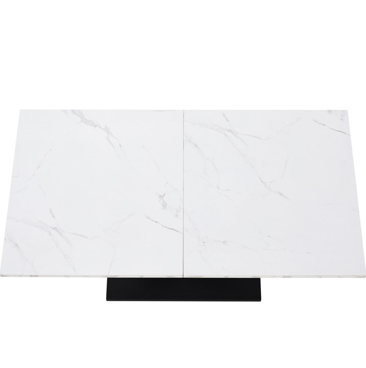 ESSTISCH aus MDF und Metall 140x75x75,5 cm Weiß/Schwarz mit Marmormuster und verstellbaren Füßen - Weiß, Holzwerkstoff (140/75/75.5cm) - Modfu