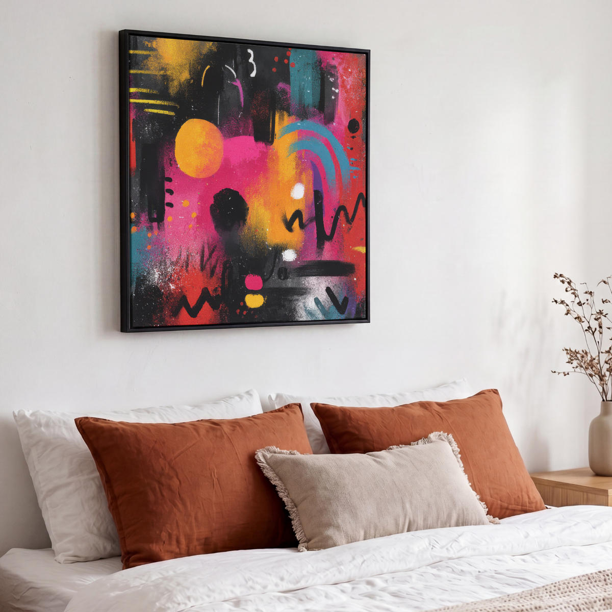 LEINWAND Bilder mit Rahmen - Farbflächen - Formen - Bunt - Abstrakt - 50x50 - Pink, Textil (50/50cm) - MuchoWow