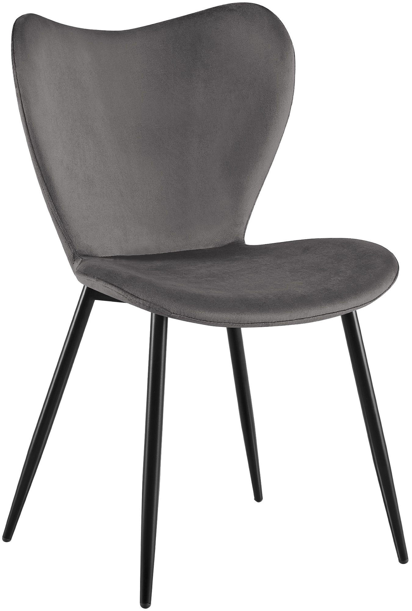 ESSZIMMERSTUHL Samt Dunkelgrau - Dunkelgrau/Schwarz, Textil/Metall (50/80/58cm) - CLP