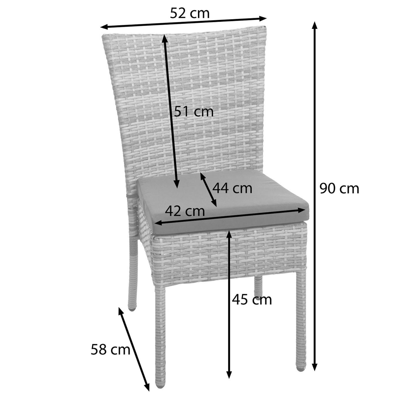 POLY-RATTAN STUHL Grau, Anthrazit 2er-Set - Hellgrau/Grau, Kunststoff (52/90/58cm) - MCW