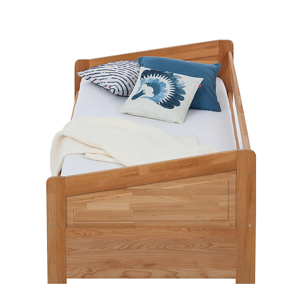 MASSIVHOLZ-FUNKTIONSBETT mit zusätzlicher Liegefläche - Kernbuche massiv - Kernbuche, Holz (90/200cm) - home24