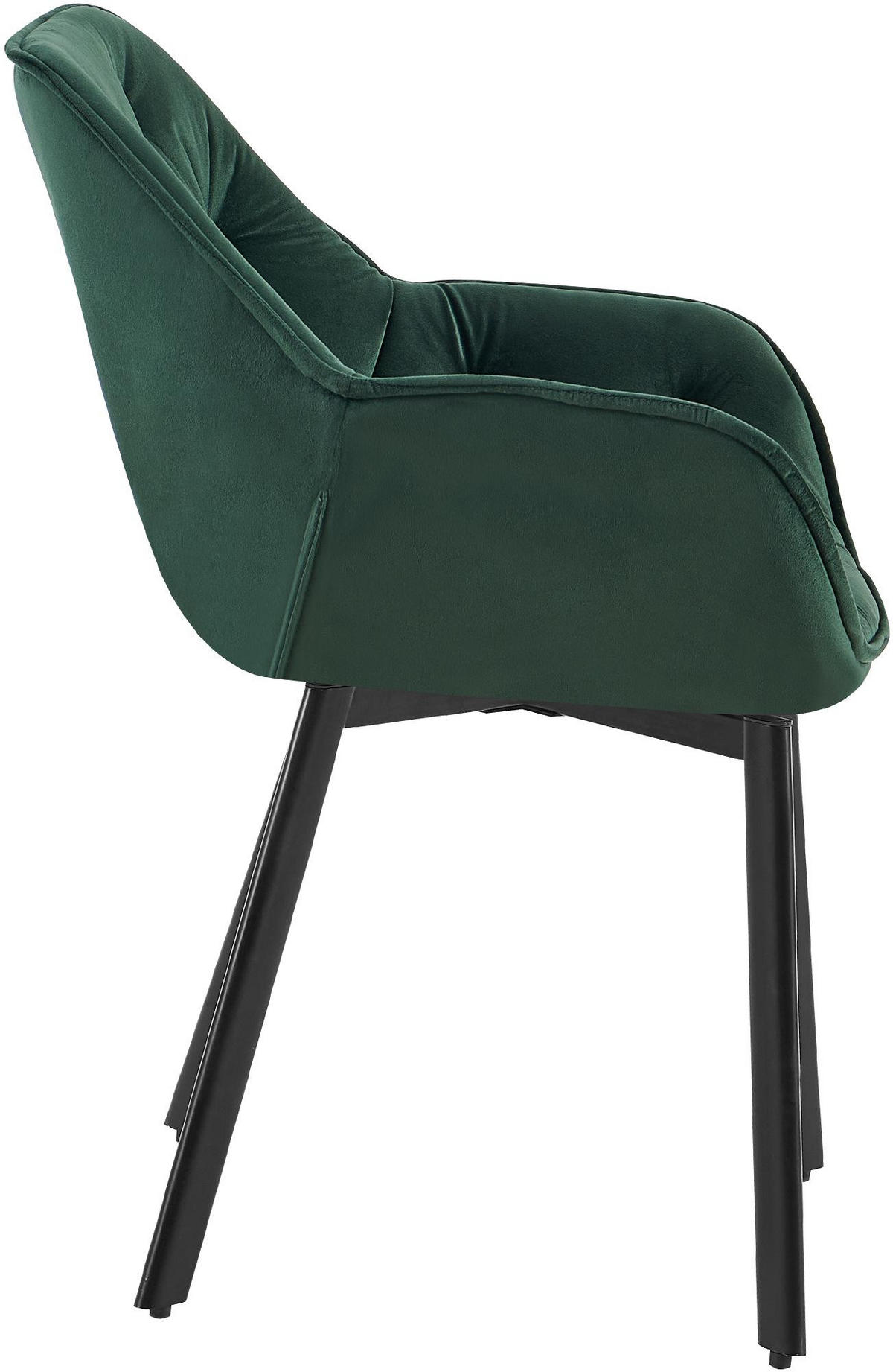 ESSZIMMERSTUHL 2er Set Vover Samt Grün Wohnzimmerstuhl - Grün, Textil (57/84/62cm) - DELUKE