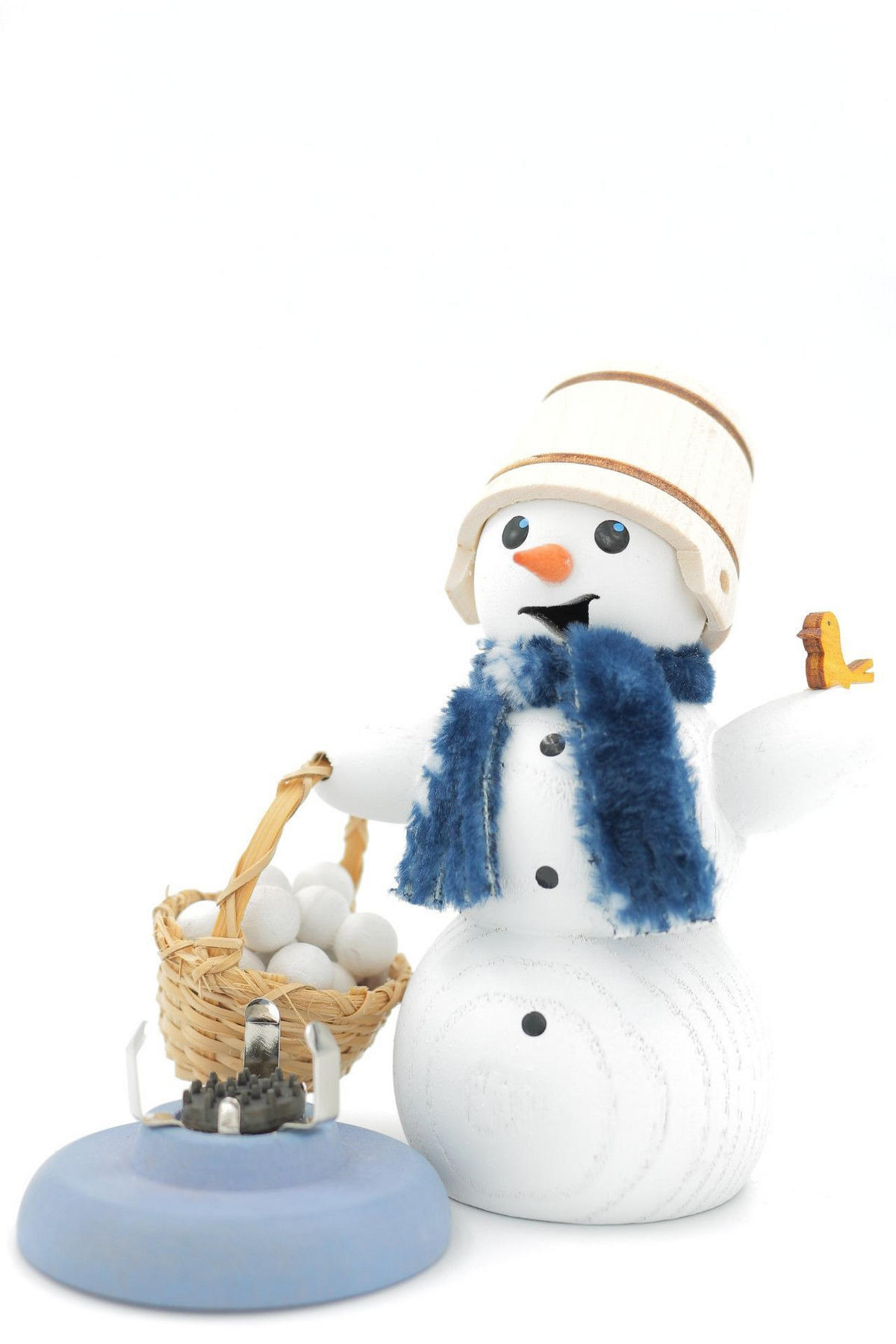 RAUCHFIGUR Schneemann mit Schneeballkorb 13 cm - Multicolor, Holz (6/13/10cm)