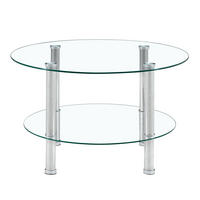 COUCHTISCH aus Glas und Metall Ø70/60x42 cm in Transparent mit 2 Ebenen - Transparent, Glas (70/70/42cm) - Modfu